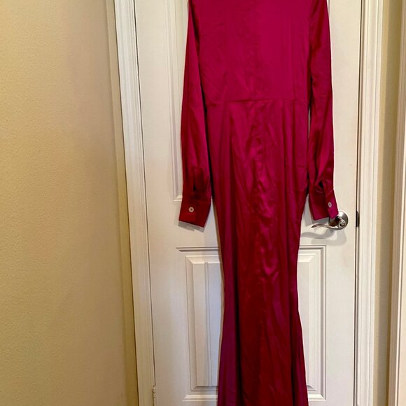 NEW Fashion Nova Queen Moment Satin Maxi Dress SZ 1X Magenta Dressy - Picture 14 of 15